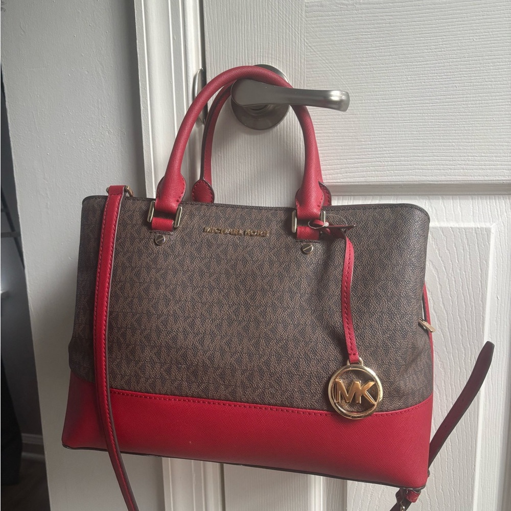 Michael Kors Red and Brown Satchel purse